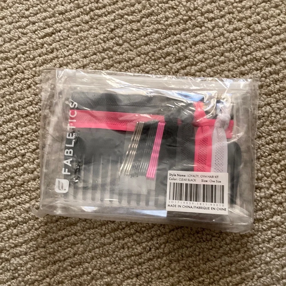 NEW Fabletics Gym Hair Kit Set Hair Ties Hair Bands Bobby Pins Brush SEALED